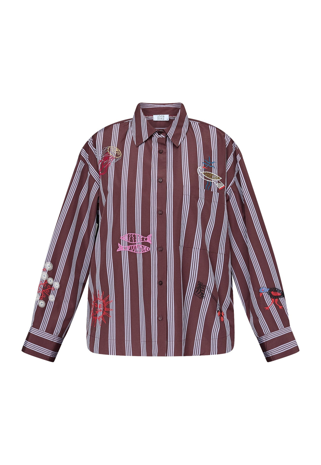 Love & Divine - Love1555-1 20019 - 830 - Brown Stripes Emb. Skjorter 