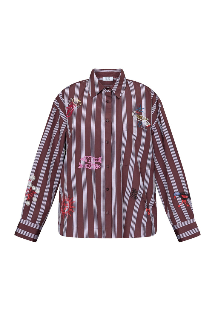 Love & Divine - Love1555-1 20019 - 830 - Brown Stripes Emb. Skjorter 