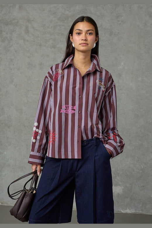 Love & Divine - Love1555-1 20019 - 830 - Brown Stripes Emb.