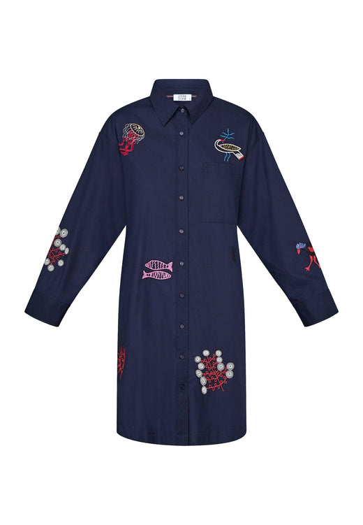 Love & Divine - Love1589 20020 - 441 - Navy Emb. Kjoler 