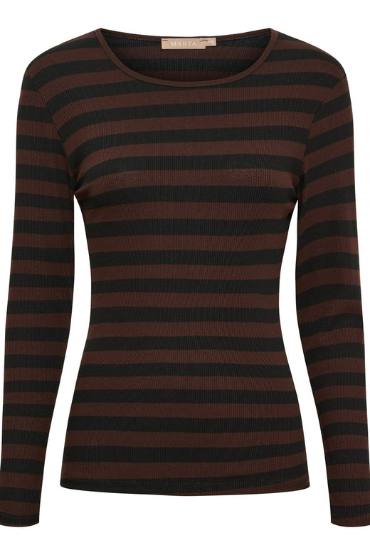 Marta Du Chateau - Mdcbegonia Ls Tee 7702 - Black/Moro T-shirts 