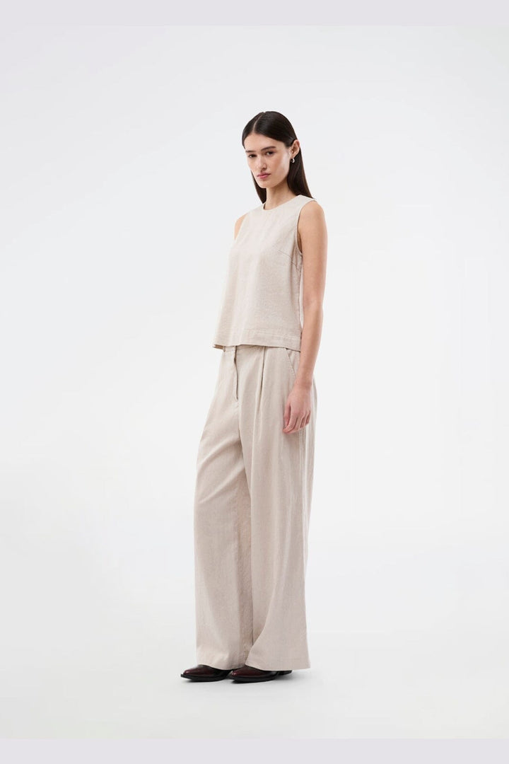 Modström - Galemd Linen Wide Pants 59141 - 105 - Beige Melange