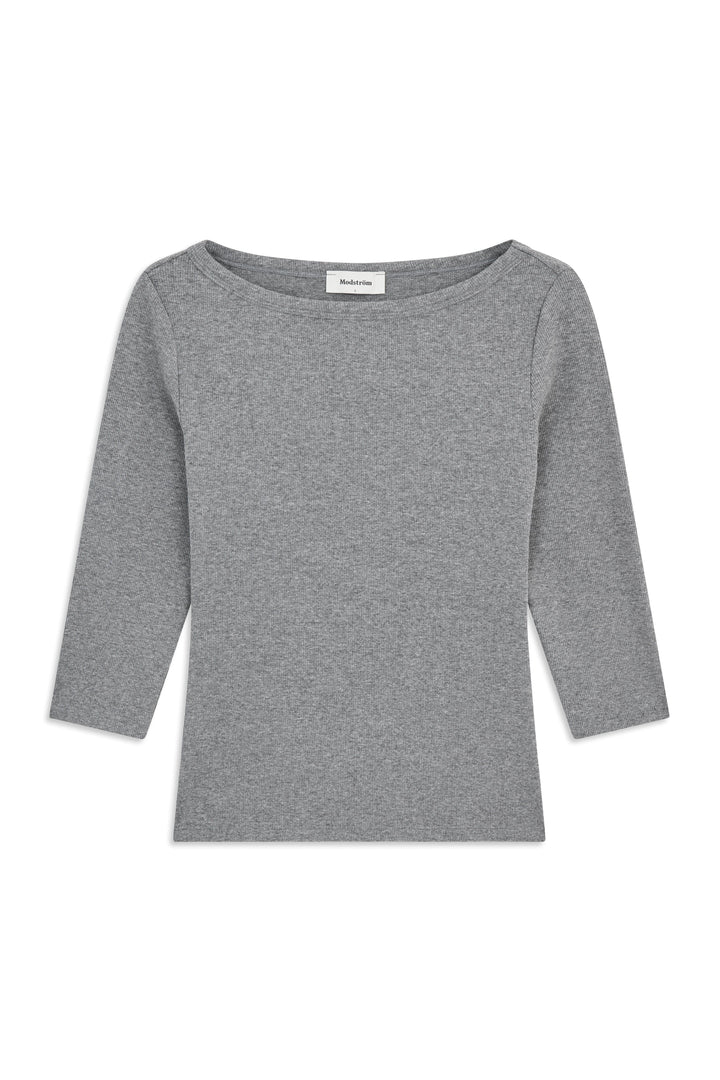 ModströM - Igormd Boatneck T-Shirt 59959 - 07088 - Dark Grey Melange Bluser 