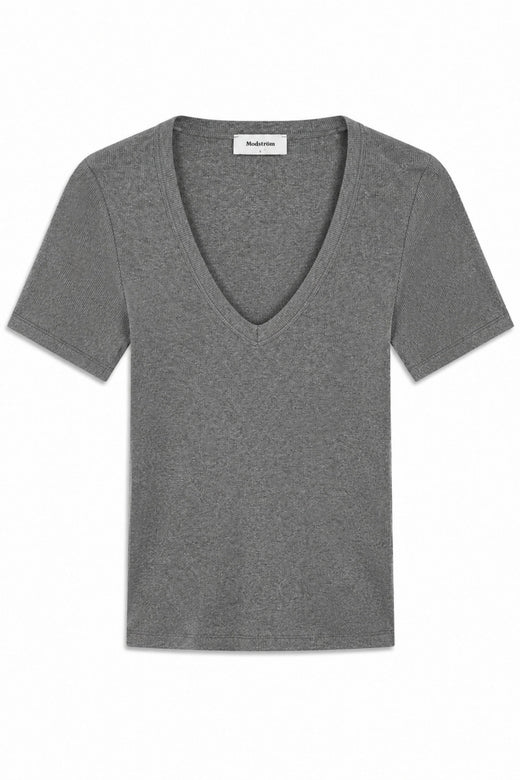 ModströM - Igormd V-Neck T-Shirt 59953 - 7088 - Dark Grey Melange T-shirts 
