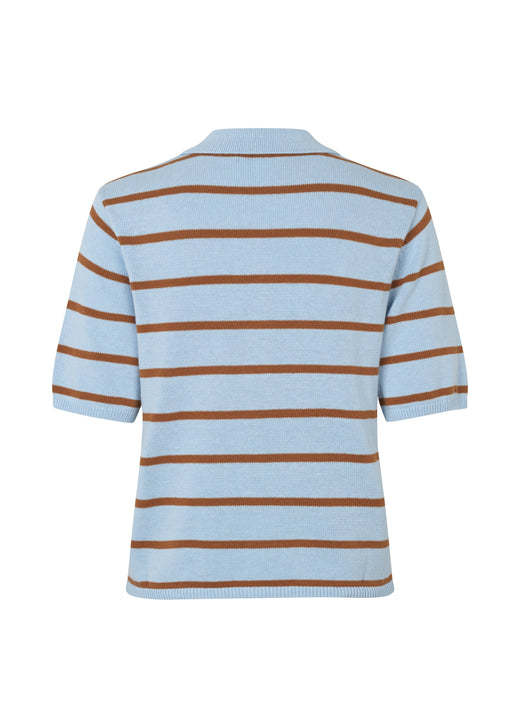 Modström - Malvamd Ss Stripe Polo 58746 - 12069 - Cashmere Nuthatch Stripe Strikbluser 