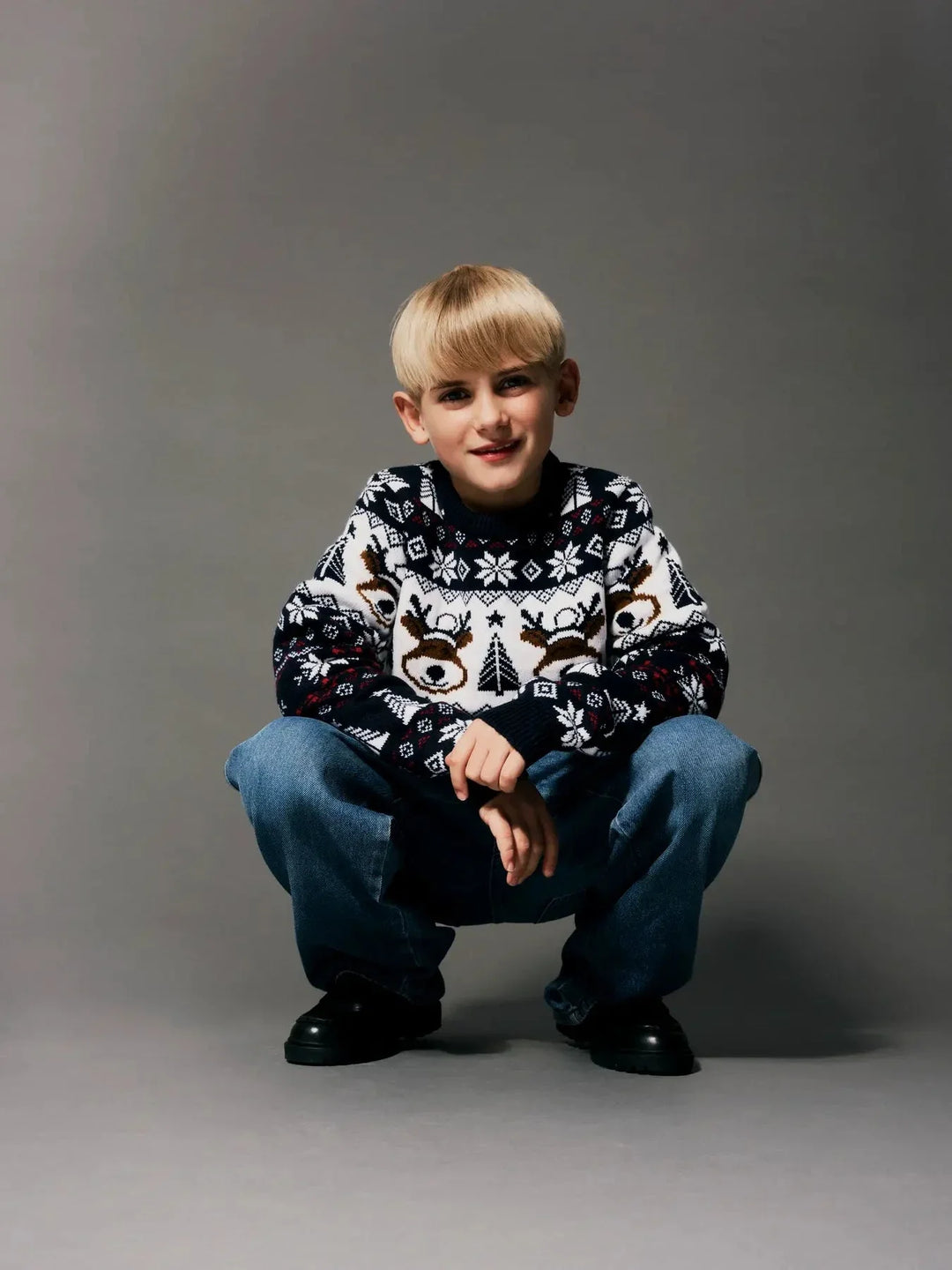 Name It - Nknrismas Ls Knit Cot - 5213753 Navy Blazer Strikbluser 