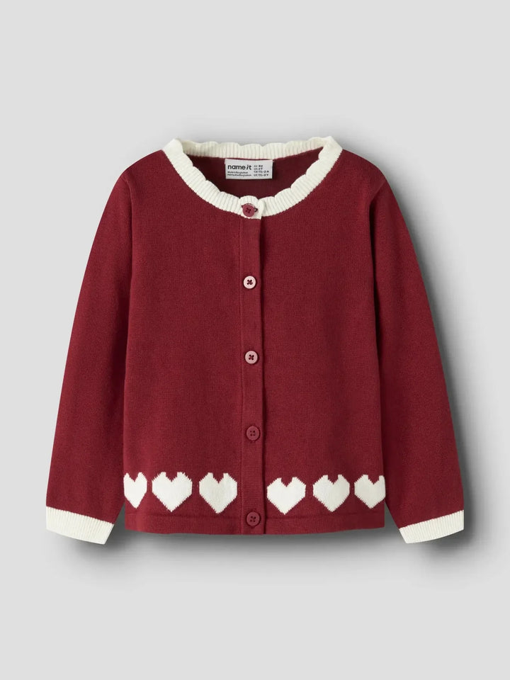 Name It - Nmfralbos Ls Knit Card - 5158244 Red Dahlia Cardigans 