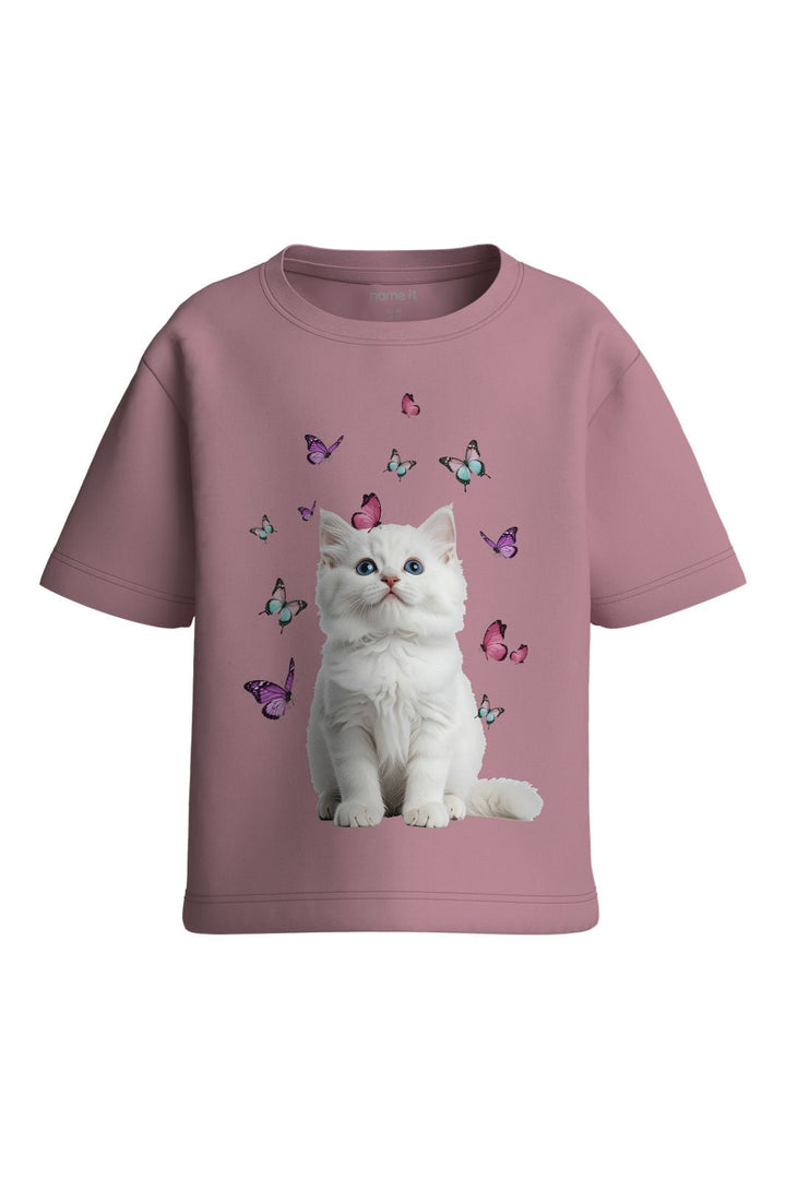 Name It - Nmfvotea Ss Nreg Top - 5088892 Lilas Kitten Butterflies