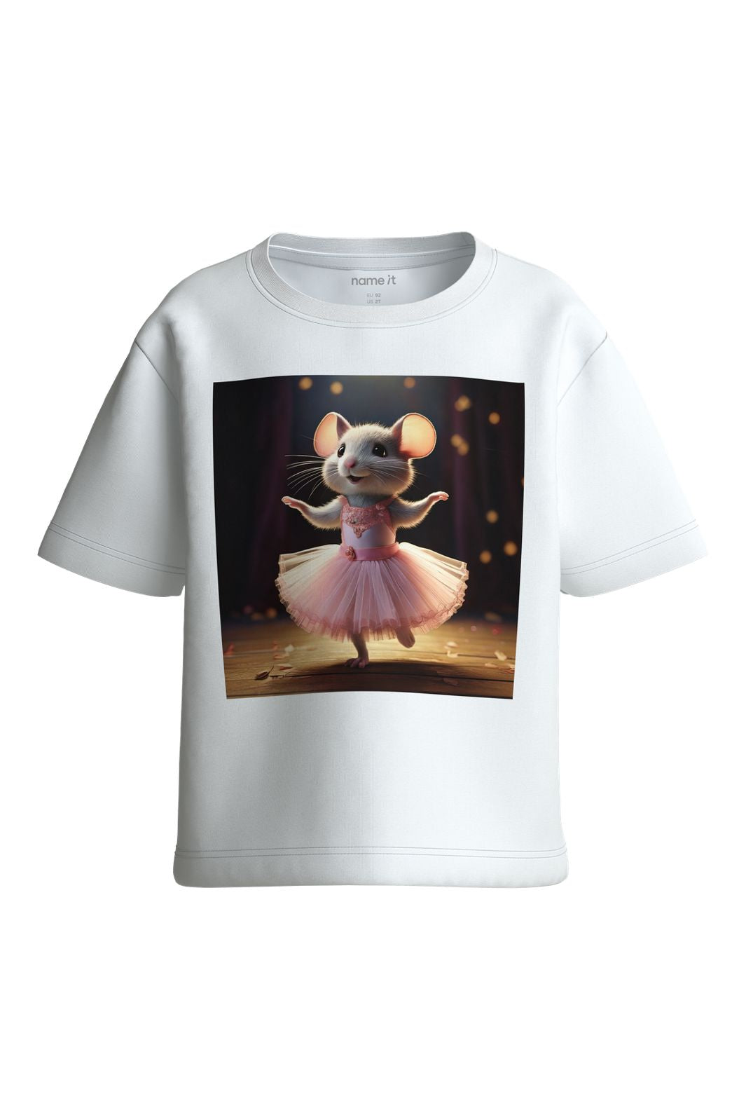Name It - Nmfvotea Ss Nreg Top - 5088893 Bright White Ballerina Mouse
