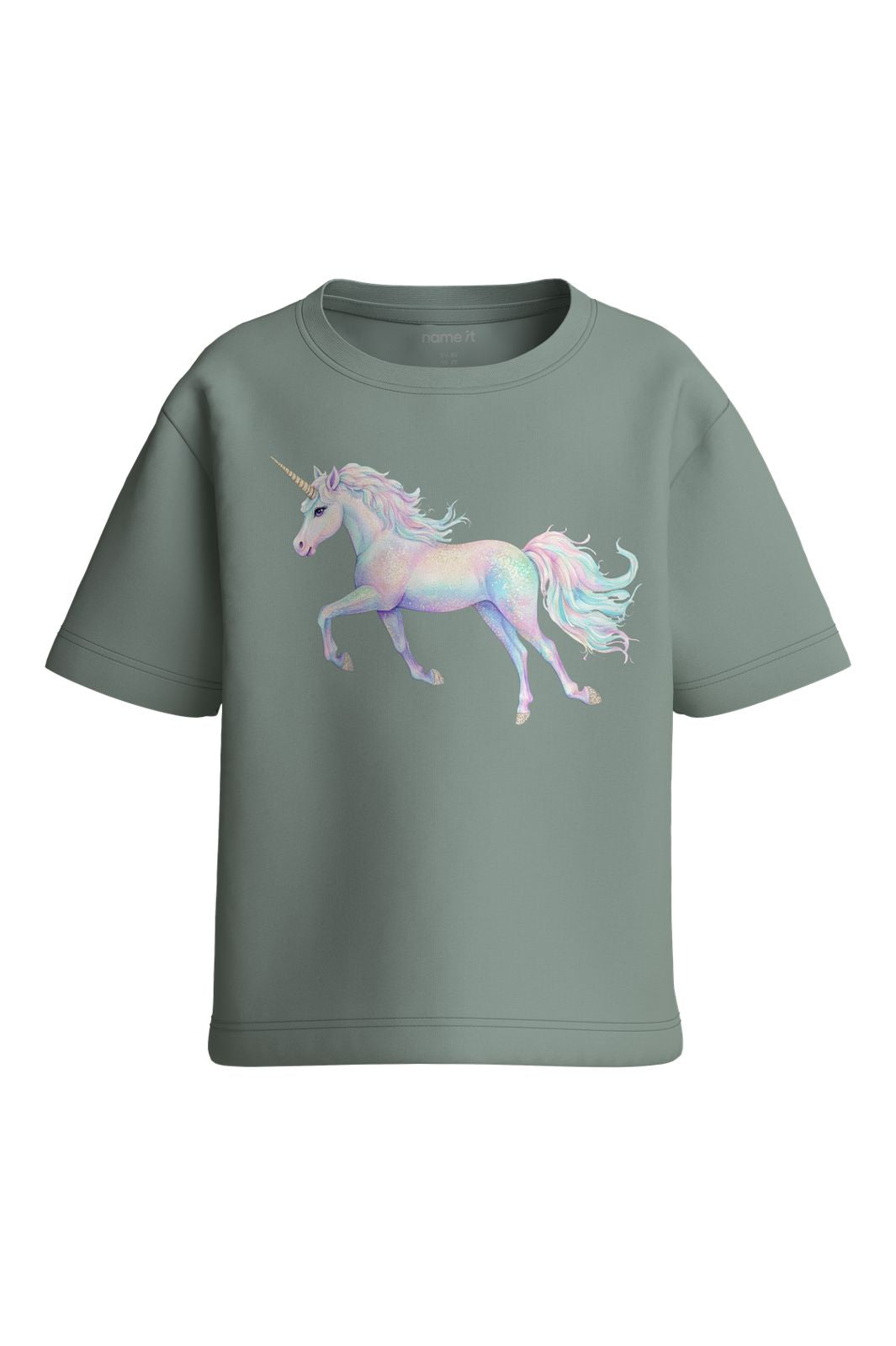 Name It - Nmfvotea Ss Nreg Top - 5088894 Green Milieu Unicorn