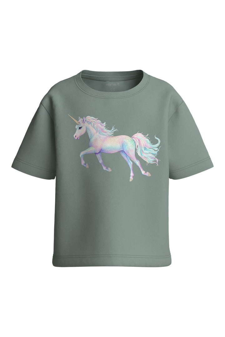 Name It - Nmfvotea Ss Nreg Top - 5088894 Green Milieu Unicorn