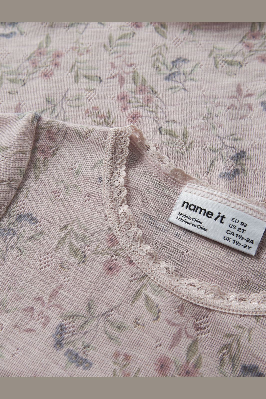 Name It - Nmfwang Wool Needle Ls Top - 4968470 Violet Ice Flowers + Leafs