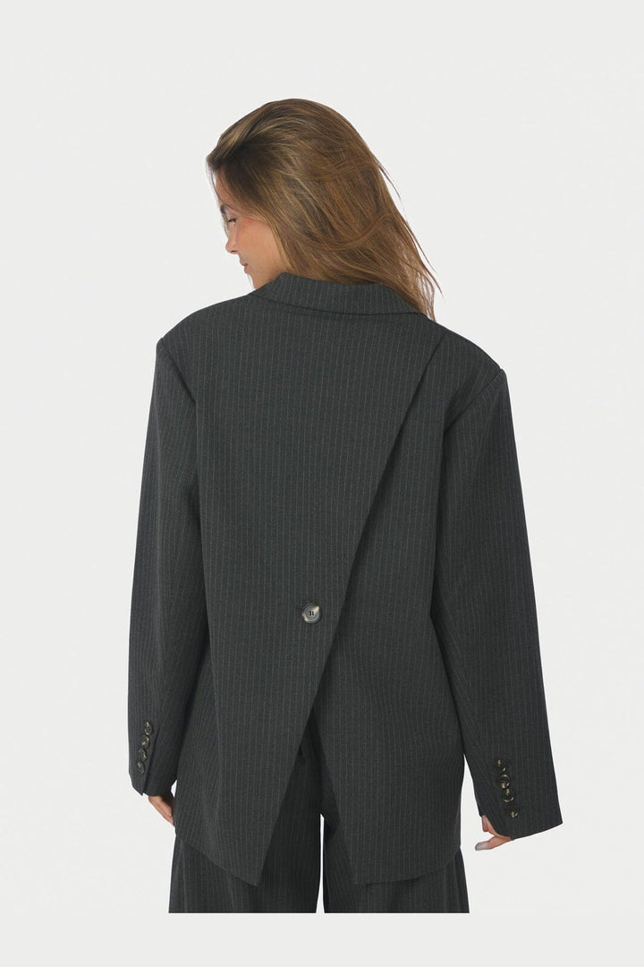 Neo Noir - Aarielle Slim Pinstripe Blazer 171088 - 107 - Dark Grey Melange