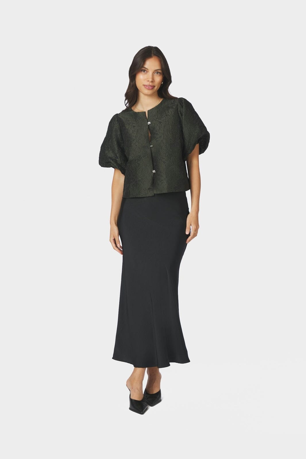 Neo Noir - Aisa Brocade Blouse 166369 - 155 - Dark Green