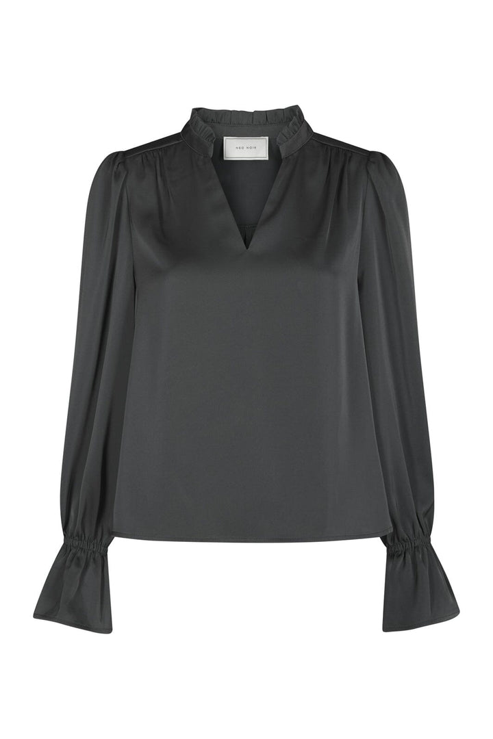 Neo Noir - Amara Drapy Satin Blouse 171105 - 132 - Antracit