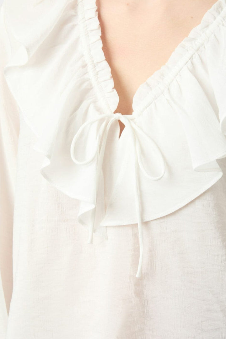 Neo Noir - Aminea Ruffle Blouse 166338 - 120 - White