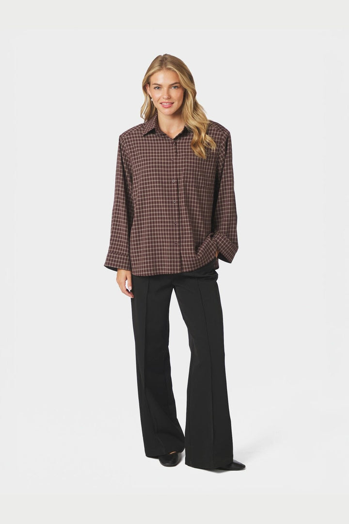 Neo Noir - Anella Check Shirt 170207 - 345 - Chocolate Plum