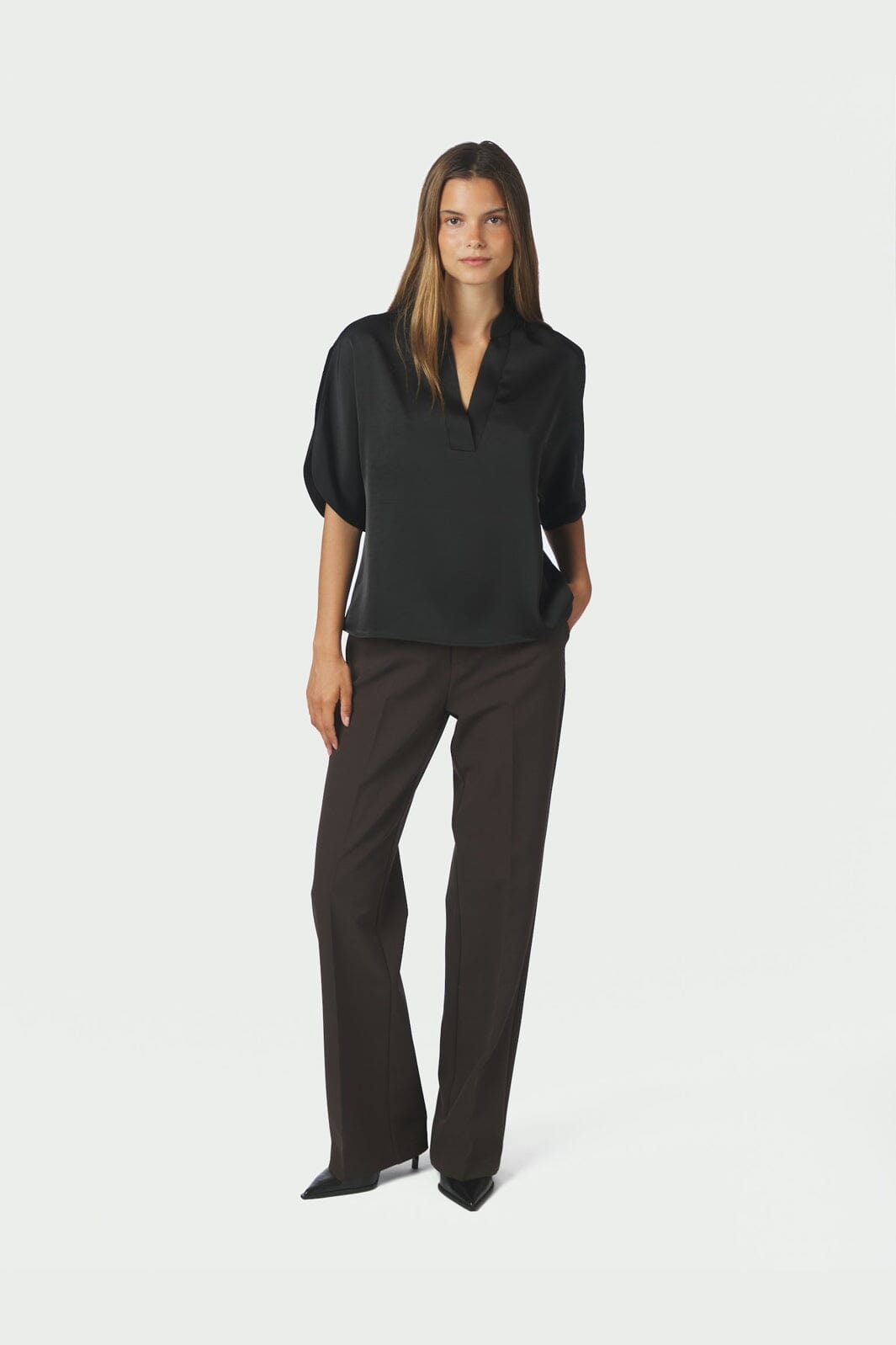 Neo Noir - Anelle Heavy Sateen Blouse 168286 - 100 - Black