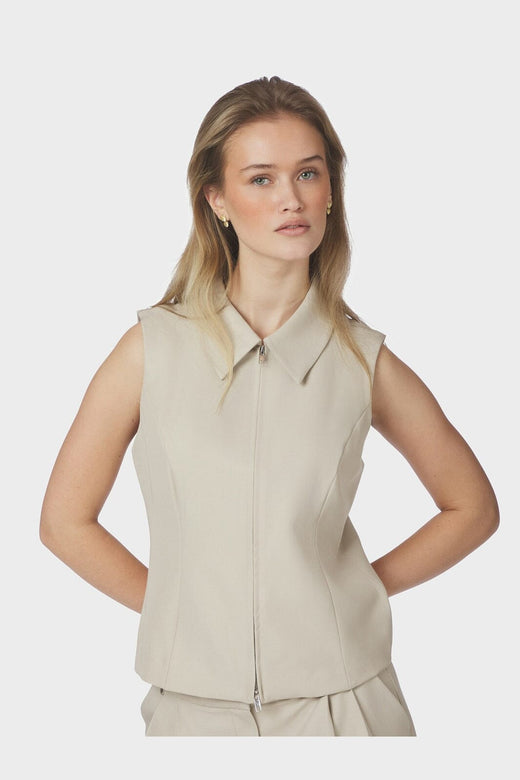 Neo Noir - Annabella Structure Waistcoat 165355 - 122 - Creme