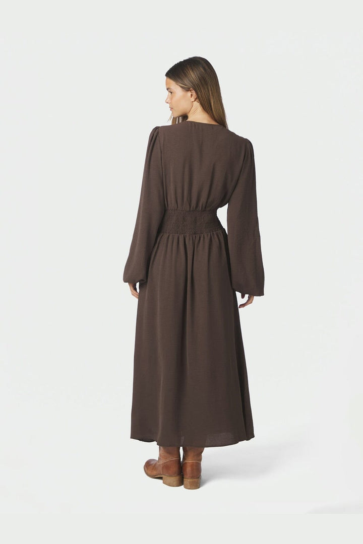 Neo Noir - Annelie Solid Crepe Dress 169135 - 676 - Dark Brown