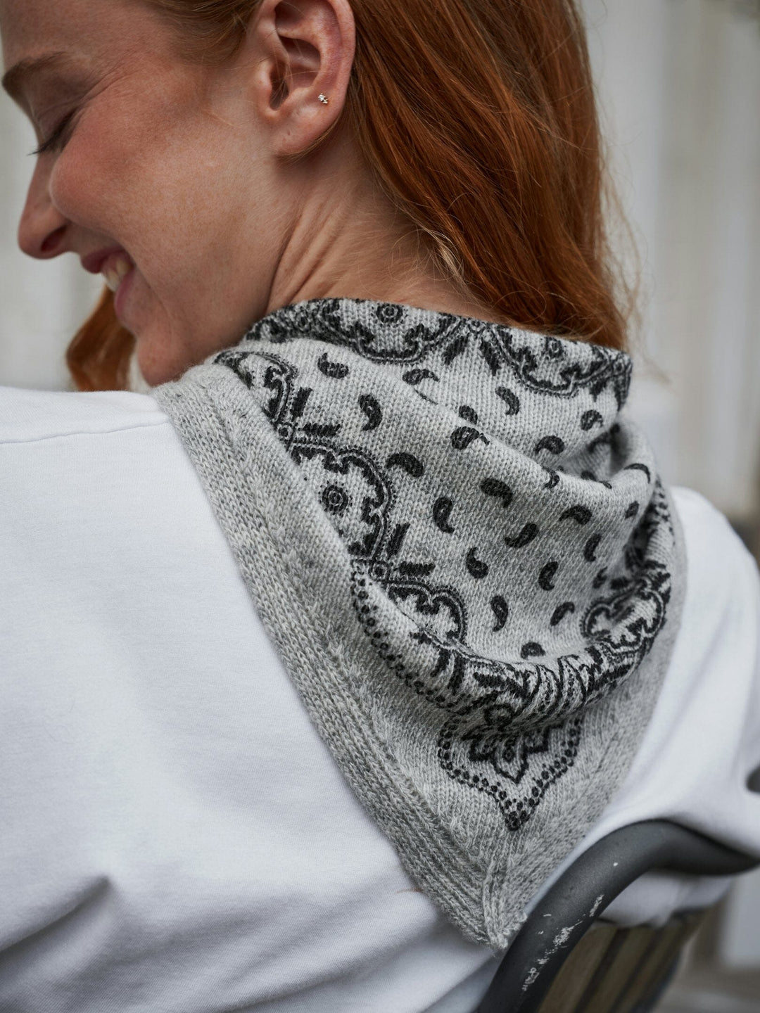Neo Noir - Ariya Paisley Knit Scarf 171220 - 133 - Grey Melange Tørklæder 