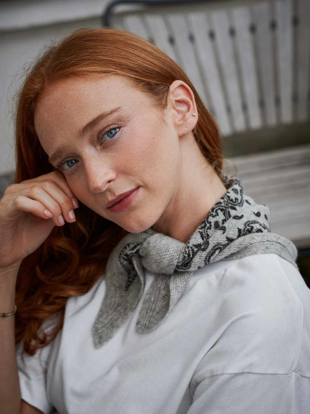 Neo Noir - Ariya Paisley Knit Scarf 171220 - 133 - Grey Melange Tørklæder 