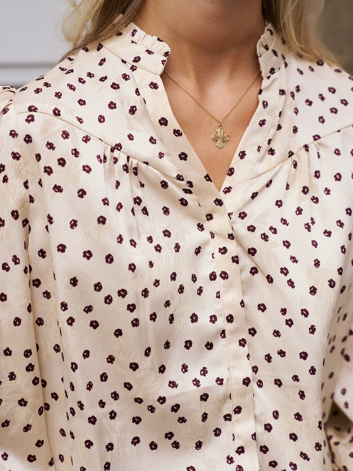 Neo Noir - Astrida Flower Jacquard Blouse 170202 - 122 - Creme Bluser 
