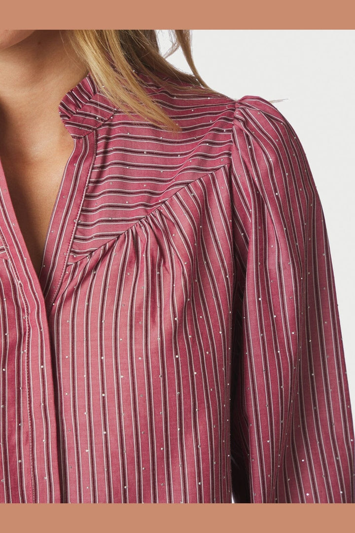 Neo Noir - Astrida Soft Stripe Stone Blouse 170370 - 393 - Dark Rose