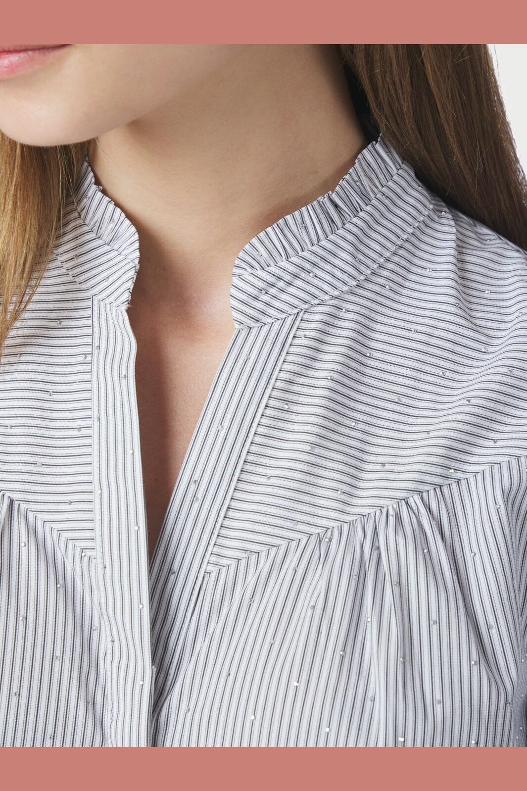 Neo Noir - Astrida Stripe Stone Blouse 167292 - 120 - White