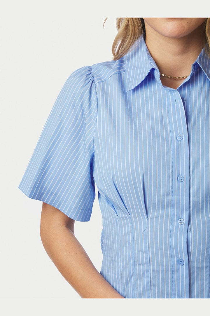 Neo Noir - Baia Stripe Poplin Dress 167585 - 145 - Light Blue