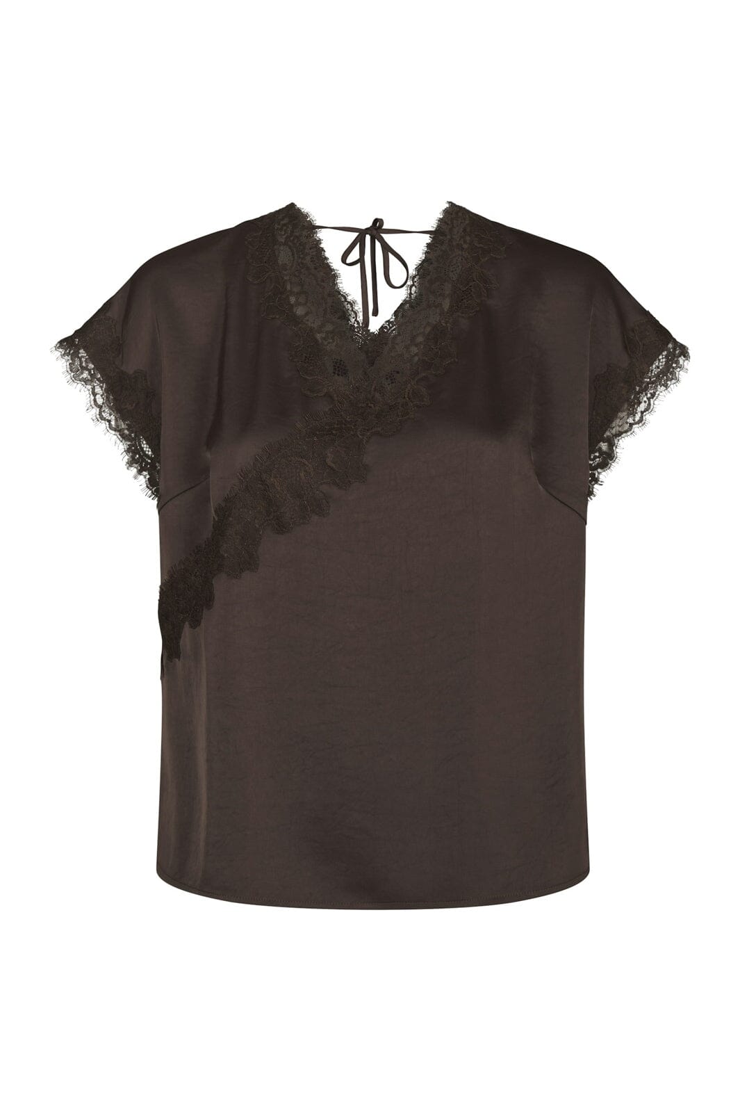Neo Noir - Benera Heavy Sateen Lace Blouse 170061 - 676 - Dark Brown