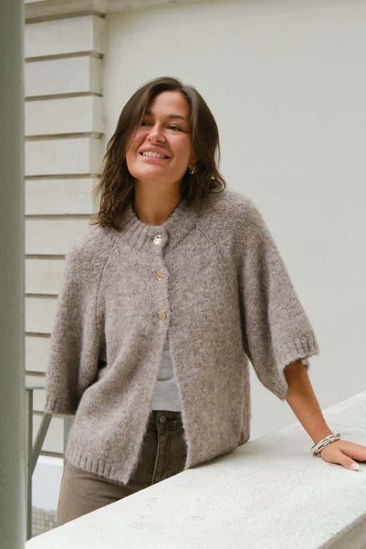 Neo Noir - Benuta Fluffy Knit Cardigan 165816 - 976 - Beige Melange Cardigans 