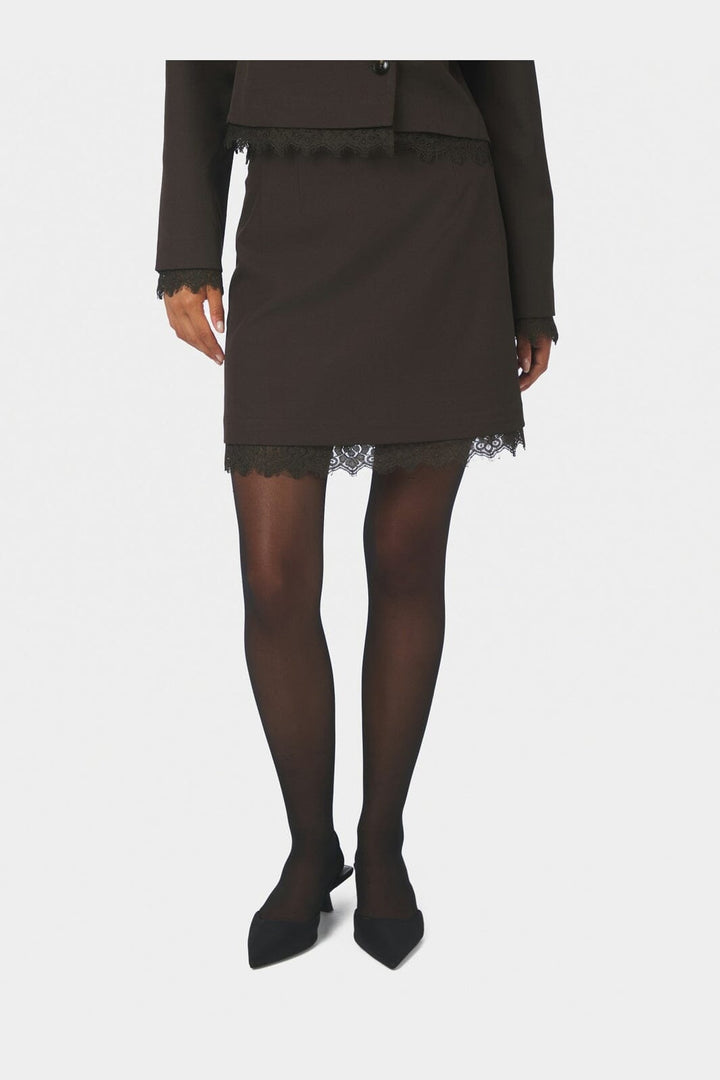 Neo Noir - Brigitte Structure Lace Skirt 169852 - 676 - Dark Brown