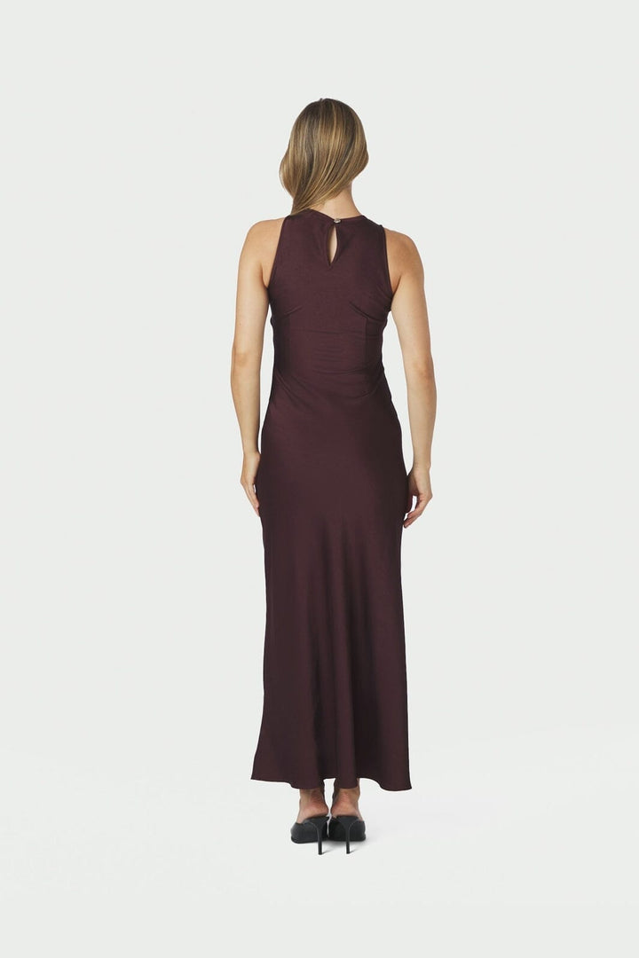 Neo Noir - Celinie Heavy Sateen Dress 165621 - 174 - Burgundy