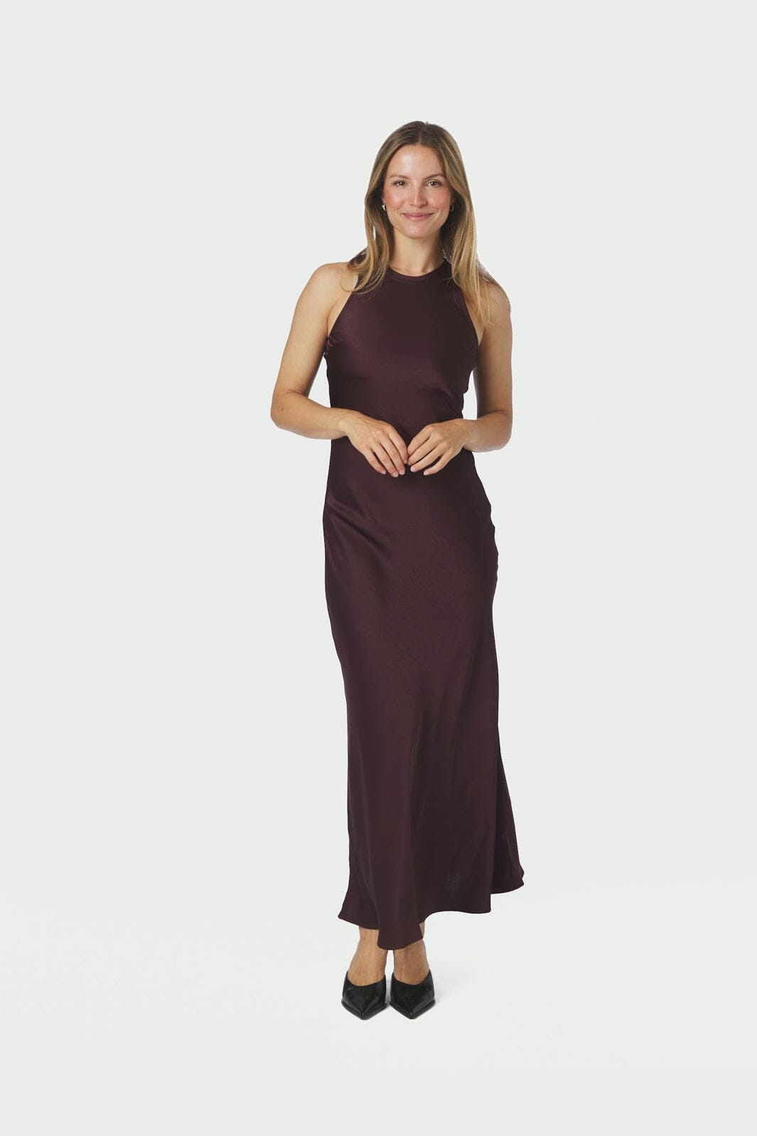 Neo Noir - Celinie Heavy Sateen Dress 165621 - 174 - Burgundy
