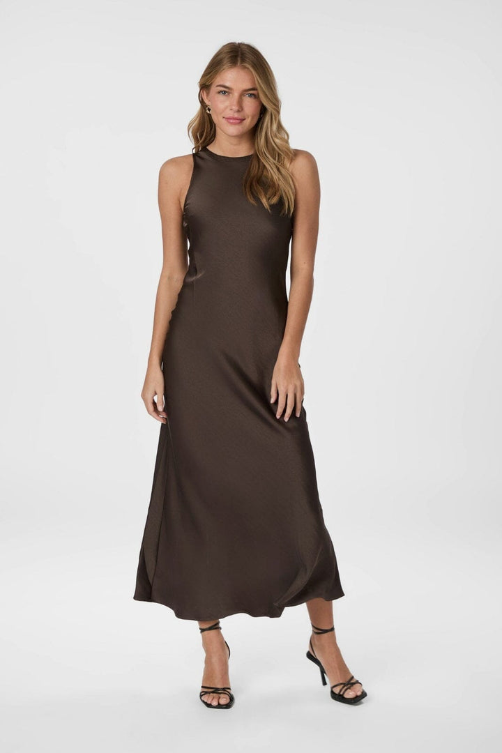 Neo Noir - Celinie Heavy Sateen Dress 165621 - 676 - Dark Brown
