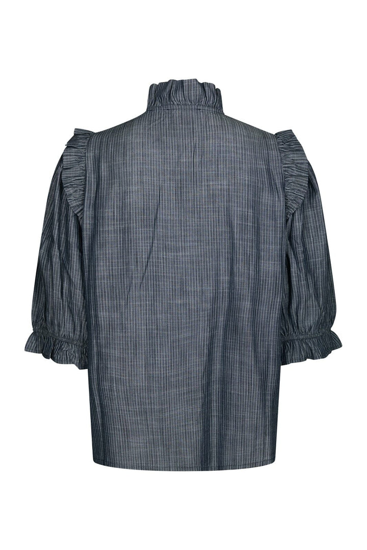 Neo Noir - Chacha Chambray Stripe Blouse 169737 - 534 - Dark Blue