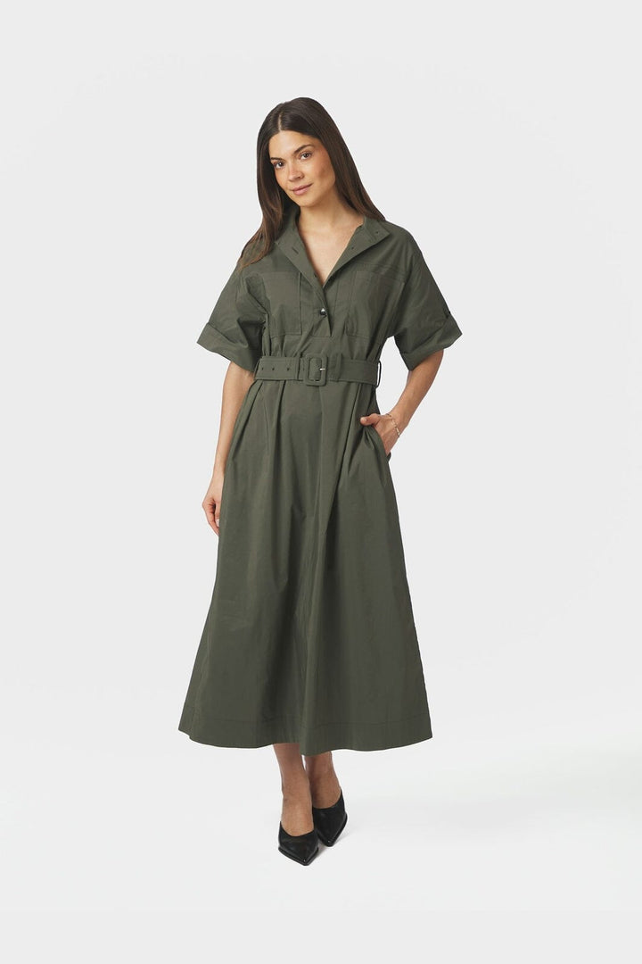 Neo Noir - Cina Poplin Dress 170039 - 151 - Army