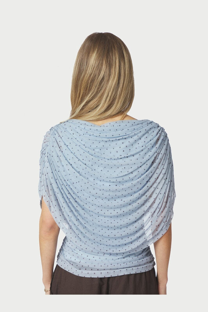 Neo Noir - Cottuna Dot Drapy Mesh Top 168988 - 145 - Light Blue
