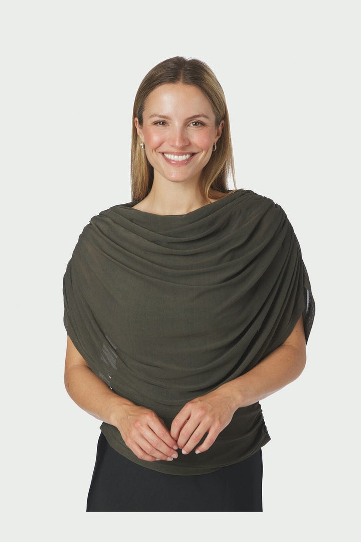 Neo Noir - Cottuna Drapy Mesh Top 167205 - 151 - Army