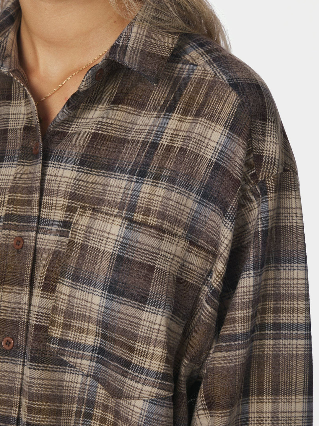 Neo Noir - Dalma Flannel Check Shirt 171678 - 811 - Dark Taupe Skjorter 