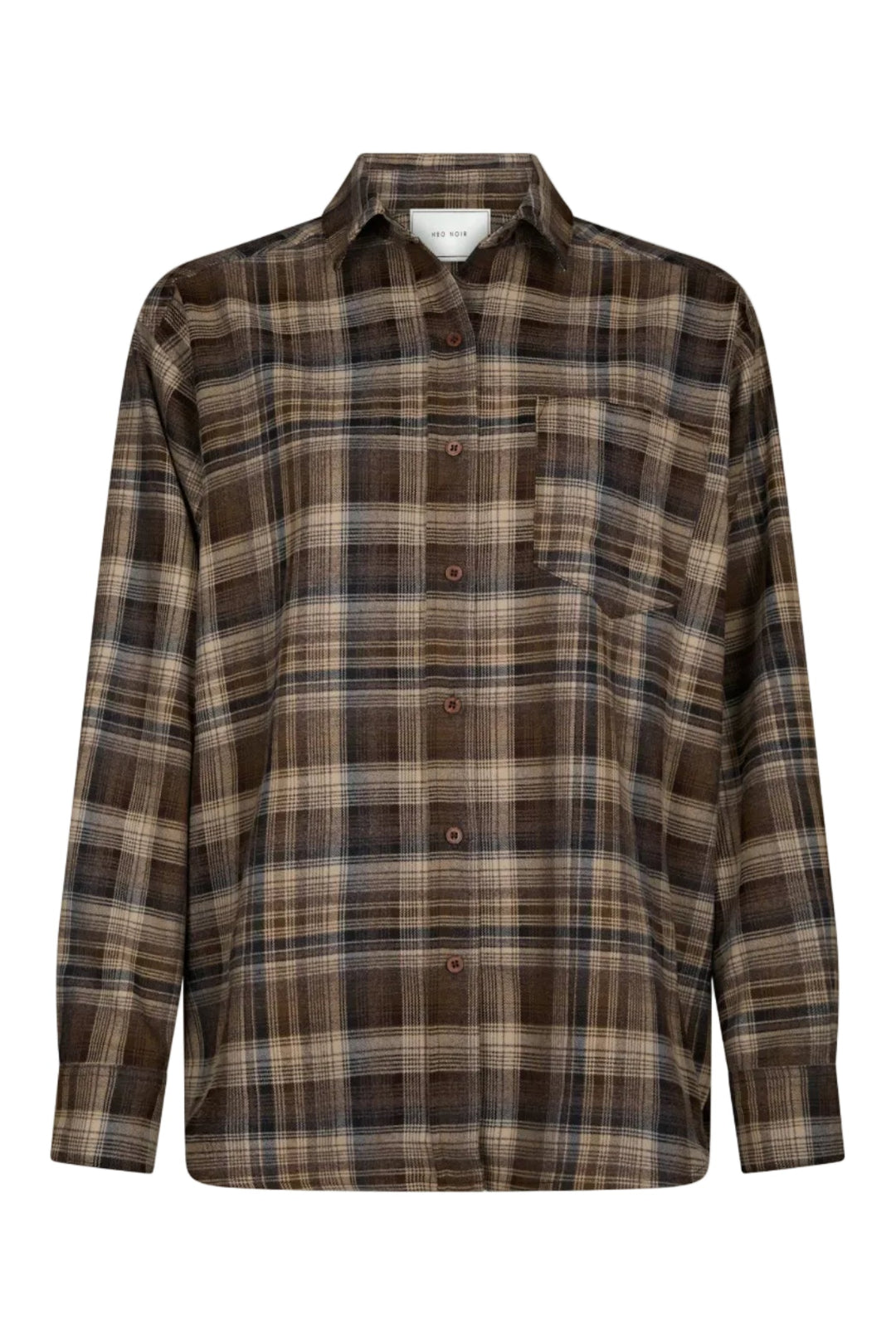 Neo Noir - Dalma Flannel Check Shirt 171678 - 811 - Dark Taupe Skjorter 