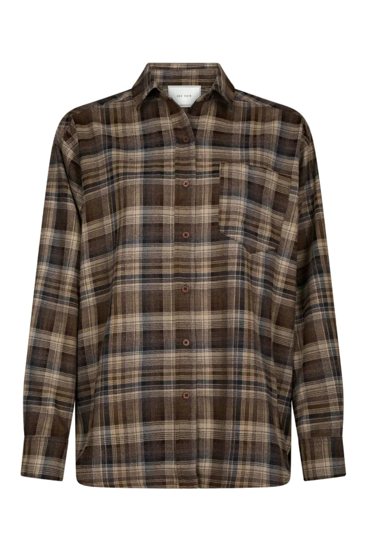 Neo Noir - Dalma Flannel Check Shirt 171678 - 811 - Dark Taupe Skjorter 