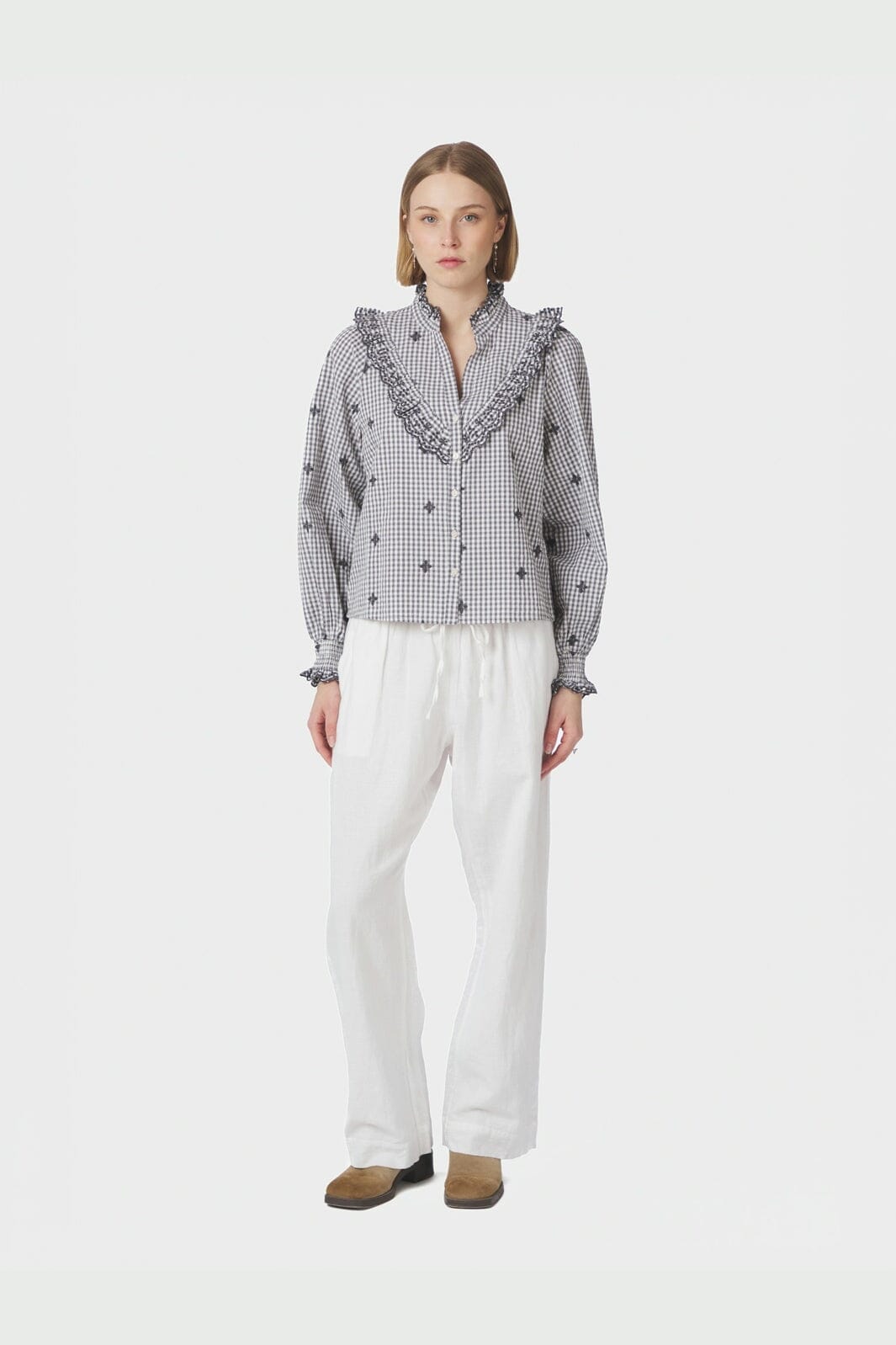 Neo Noir - Degas Check Blouse 169831 - 130 - Grey