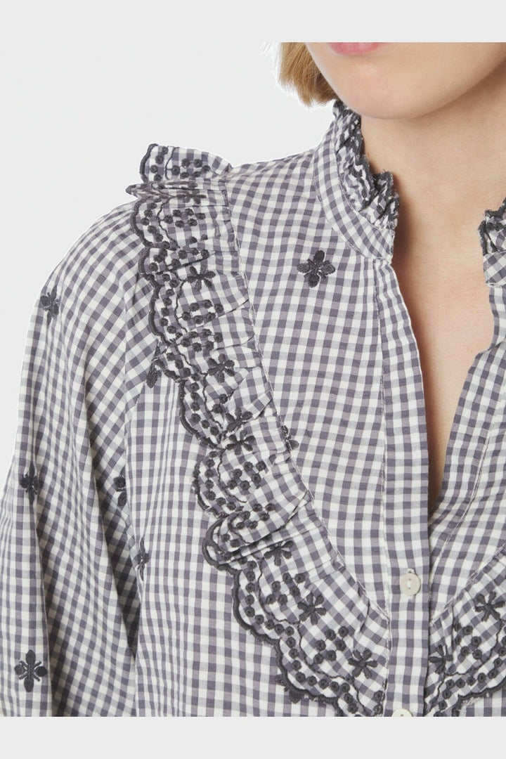 Neo Noir - Degas Check Blouse 169831 - 130 - Grey