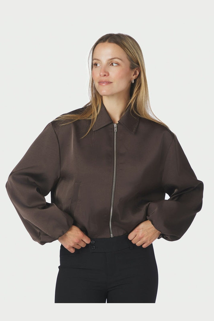 Neo Noir - Denielle Heavy Sateen Jacket 167474 - 676 - Dark Brown