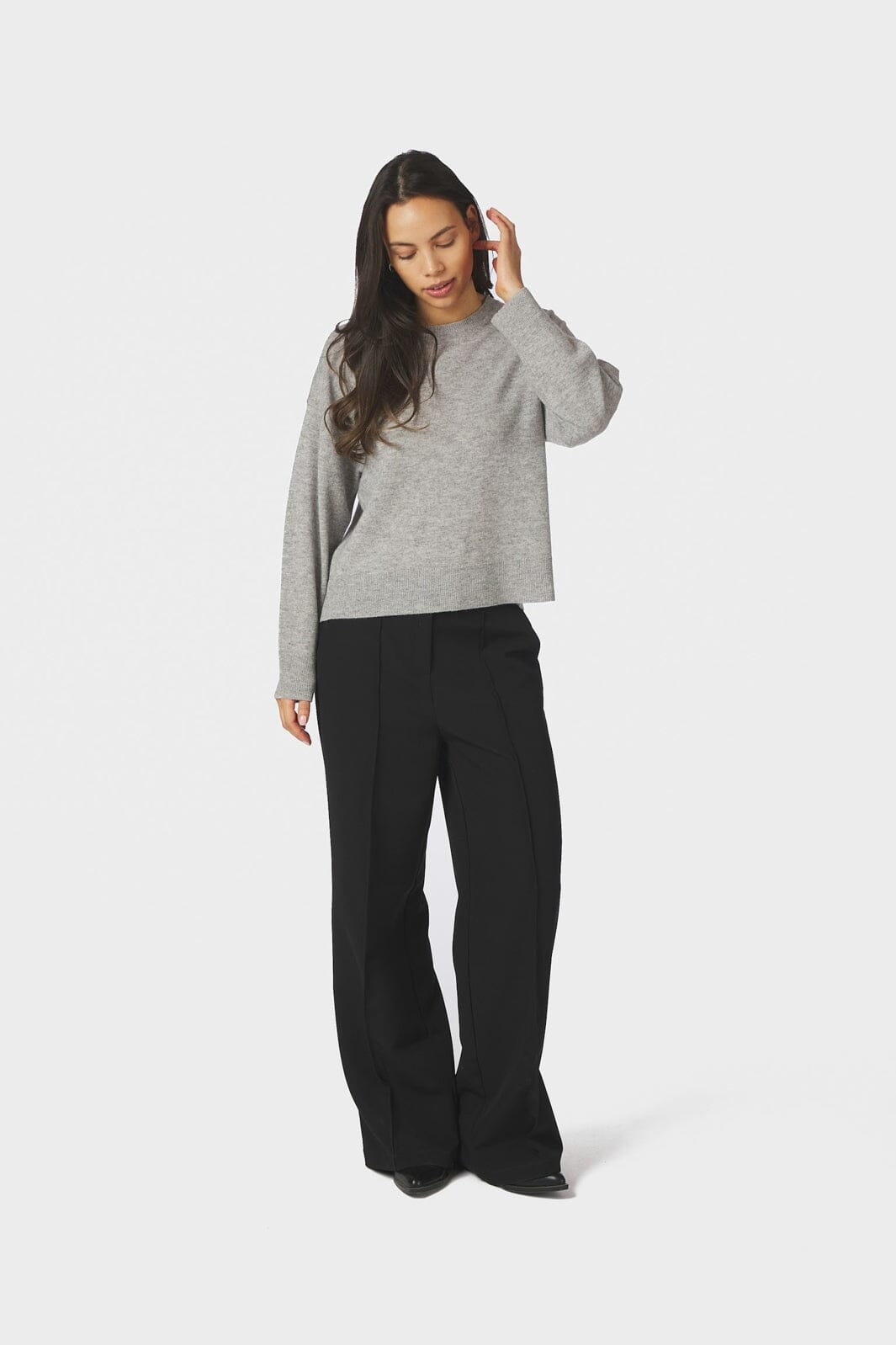 Neo Noir - Detri Wool Knit Blouse 167774 - 133 - Grey Melange