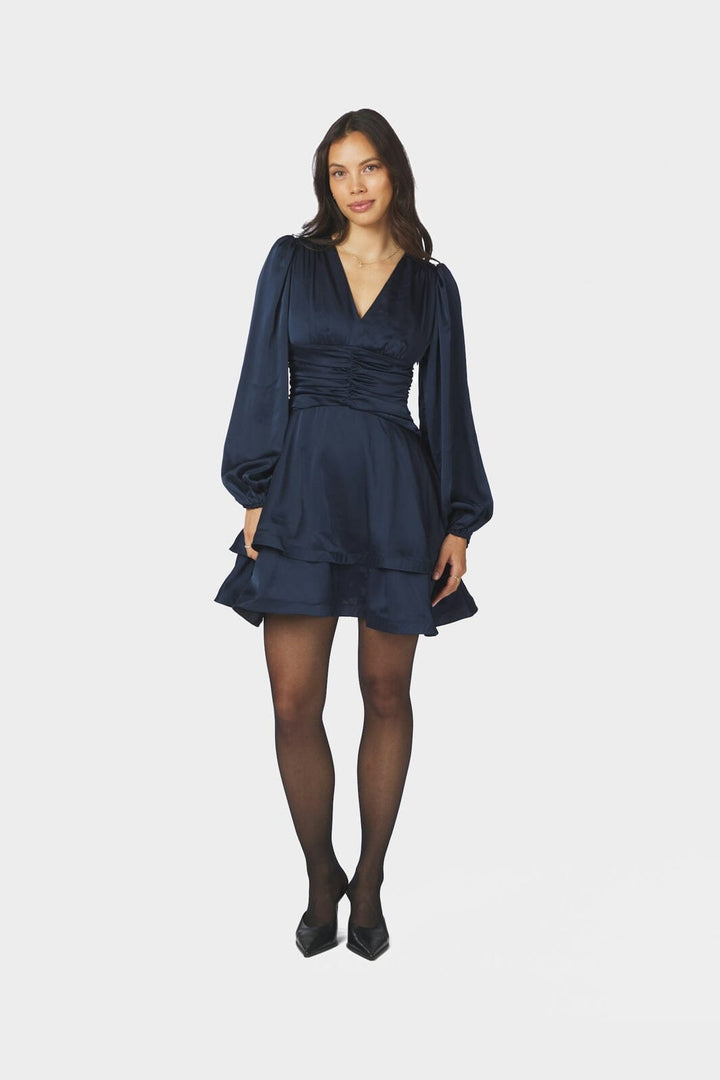 Neo Noir - Dionea Drapy Satin Dress 170722 - 141 - Navy
