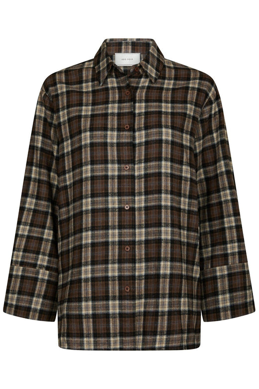 Neo Noir - Dita Flannel Check Shirt 171676 - 811 - Dark Taupe Skjorter 