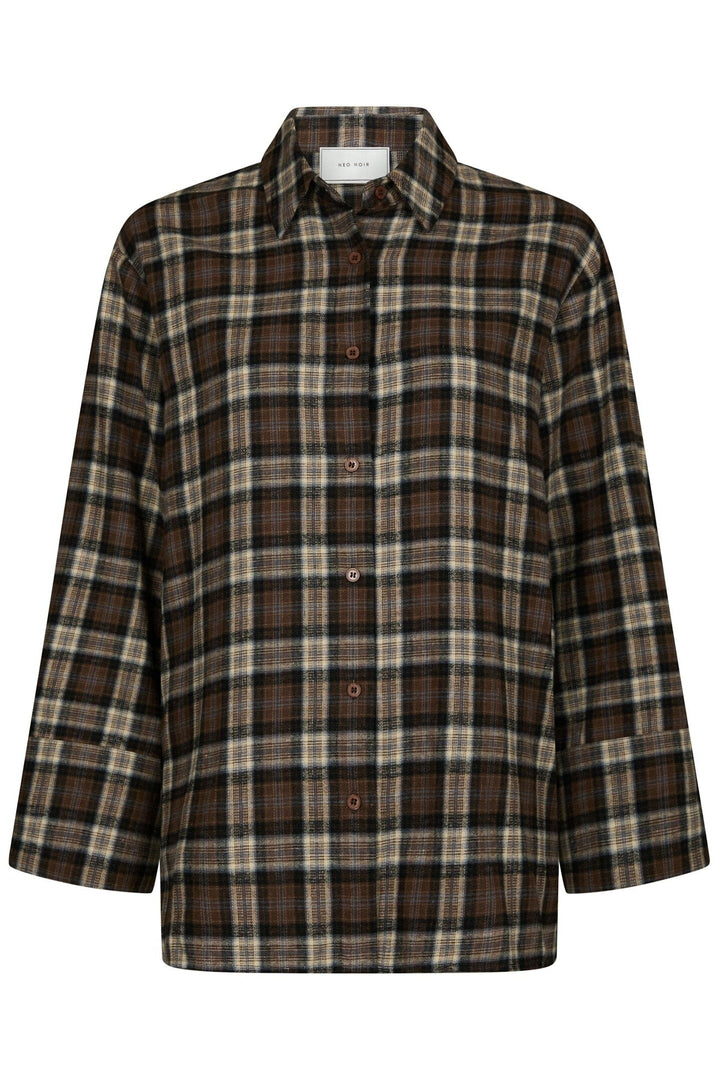 Neo Noir - Dita Flannel Check Shirt 171676 - 811 - Dark Taupe Skjorter 